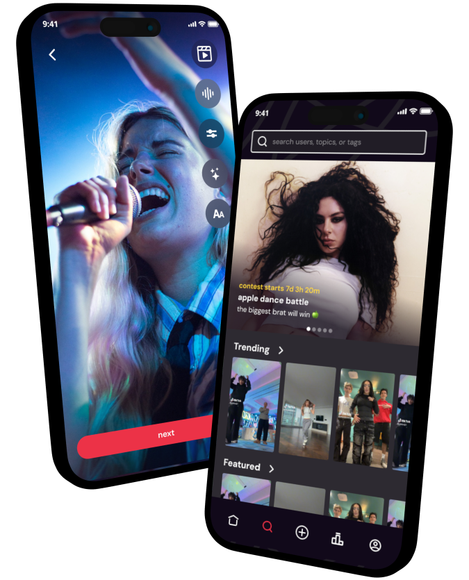 Two iPhones displaying screenshots of the TopThis app.
